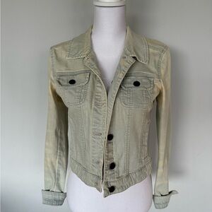 Acid Wash Denim Jacket | Long Crop Length | Size S | EUC